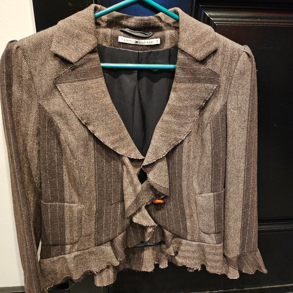 Tommy Hilfiger ruffled blazer - tweed pattern - Size 6 - Picture 1 of 3